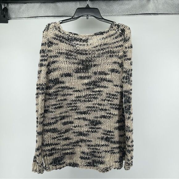 Mango MNG Suit Women’s Black Creme Metallic Marled Open Knit Pullover Sweater M - Picture 9 of 11